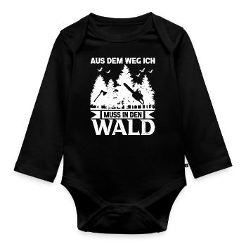 Aus dem weg ich muss in den Wald Förster - Baby Bio-Langarm-Body - Schwarz - Vorne