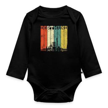 Dortmund Vintage Retro Style - Baby Bio-Langarm-Body - Schwarz - Vorne