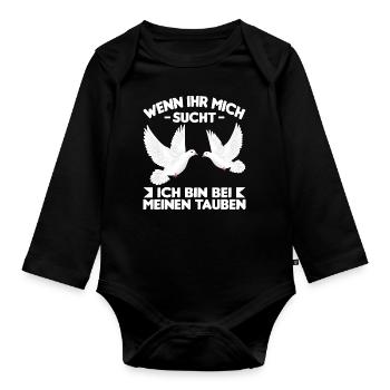 Taubenschlag Brieftaube Taube Tauben - Baby Bio-Langarm-Body - Schwarz - Vorne
