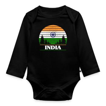Inde - Body Bébé bio manches longues - noir - Devant