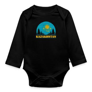 Kazakhstan - Body Bébé bio manches longues - noir - Devant