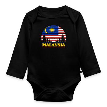 Malaisie - Body Bébé bio manches longues - noir - Devant