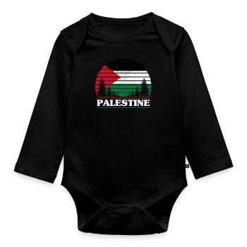 Palestine - Organic Longsleeve Baby Bodysuit - black - Front