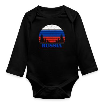 Russie - Body Bébé bio manches longues - noir - Devant