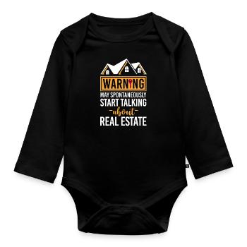Realtor Warning May Start Talking - Body Bébé bio manches longues - noir - Devant