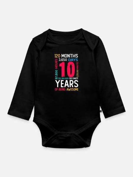 10 jaar Verjaardag 10e kinderverjaardag - Baby bio-rompertje met lange mouwen - zwart