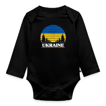 Ukraine - Organic Longsleeve Baby Bodysuit - black - Front