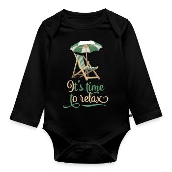 Relax - Organic Longsleeve Baby Bodysuit - black - Front