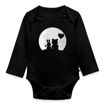 Rabbit Bear Love Couple Valentine's Rabbit Lover - Baby Bio-Langarm-Body - Schwarz - Vorne