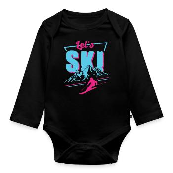 Retro Ski - Vintage 80s 90s Ski Outfit Skifahrer - Body Bébé bio manches longues - noir - Devant