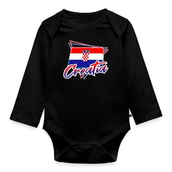 Croatia - Organic Longsleeve Baby Bodysuit - black - Front