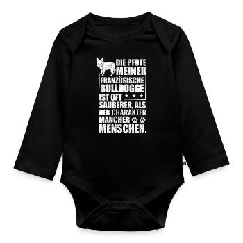Französische Bulldogge lustige Geschenkideen - Baby Bio-Langarm-Body - Schwarz - Vorne
