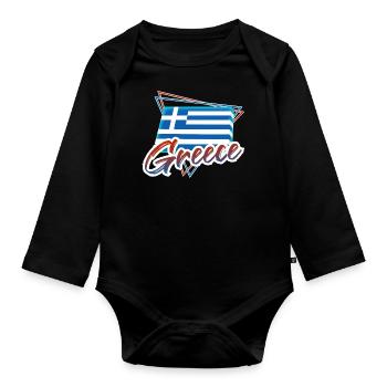 Griechenland - Baby Bio-Langarm-Body - Schwarz - Vorne
