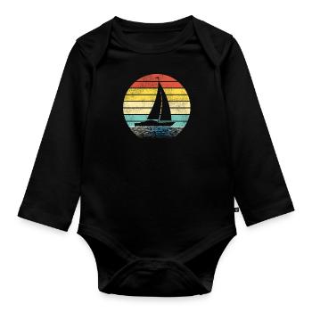 Sailing Sailboat Retro Vintage - Body Bébé bio manches longues - noir - Devant