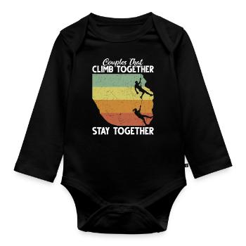 Rock Climbing Climber Retro - Body Bébé bio manches longues - noir - Devant
