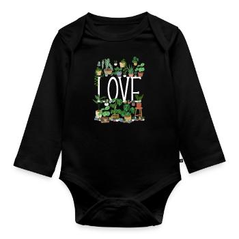 Plant Love - Body Bébé bio manches longues - noir - Devant