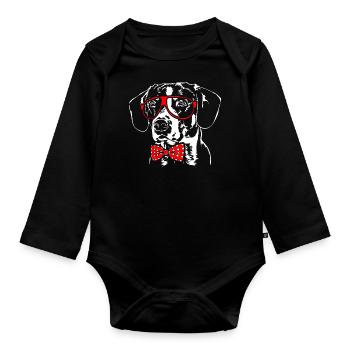 ENTLEBUCHER SENNENHUND funny glasses dog Wilsigns - Organic Longsleeve Baby Bodysuit - black - Front