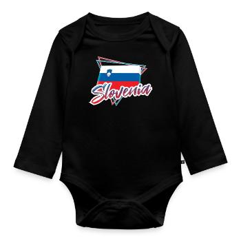 Slowenien - Baby Bio-Langarm-Body - Schwarz - Vorne
