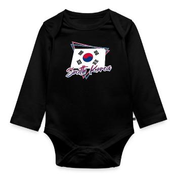 South Korea - Organic Longsleeve Baby Bodysuit - black - Front