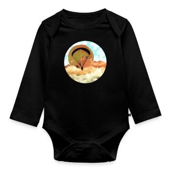 Paragleiter Gleitschirmfliegen Paragleiten - Baby Bio-Langarm-Body - Schwarz - Vorne