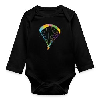 Paragleiter Gleitschirmfliegen Paragleiten - Baby Bio-Langarm-Body - Schwarz - Vorne