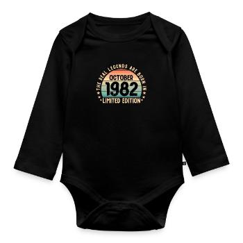 Born in 1982 Tee Vintage Legend Born in October - Body Bébé bio manches longues - noir - Devant