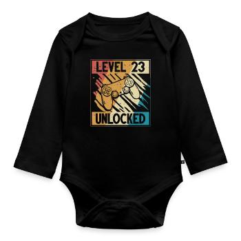 23rd birthday Gamer 23 years - Organic Longsleeve Baby Bodysuit - black - Front