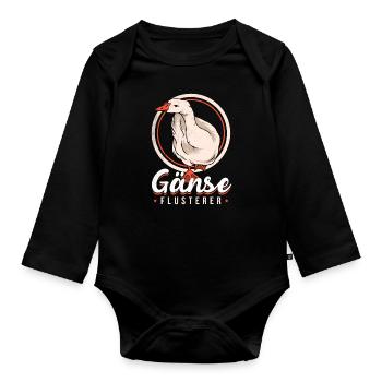 Gans - Baby Bio-Langarm-Body - Schwarz - Vorne