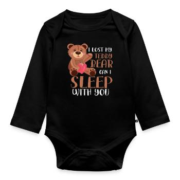 Teddy Bear Cuddly Toy Stuffed Animal Toy - Organic Longsleeve Baby Bodysuit - black - Front