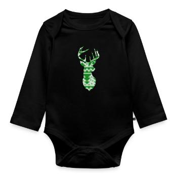 Drôle de Noël Vêtements de cerf de Noël - Body Bébé bio manches longues - noir - Devant