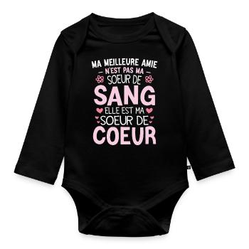 Meilleure Amie Sœur Par Cœur Idée Cadeau Pour - Body Bébé bio manches longues - noir - Devant