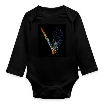Clarinet Vintage Musical Notes Music Clarinetist - Organic Longsleeve Baby Bodysuit - black - Front