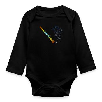 Clarinet Musical instrument Musical note Clarinetist - Organic Longsleeve Baby Bodysuit - black - Front