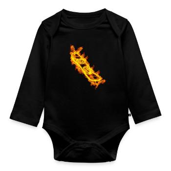 Feuer Snowboard Snowboarder - Baby Bio-Langarm-Body - Schwarz - Vorne