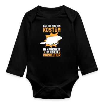 Murmeltier Kostüm Erdhörnchen Nagetier Geschenk - Baby Bio-Langarm-Body - Schwarz - Vorne