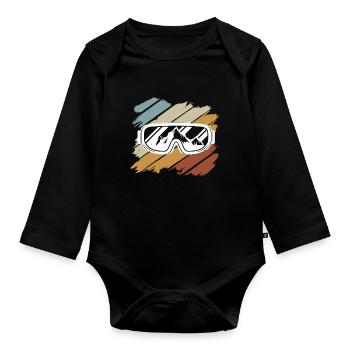 Skiing Gift Freeski Ski Winter Holiday Tobogganing - Organic Longsleeve Baby Bodysuit - black - Front