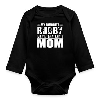Rugby Proverbe Sport Maman Maman Rugbymen Football - Body Bébé bio manches longues - noir - Devant