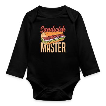 Toast Bread Sandwich Master Funny Sandwich - Organic Longsleeve Baby Bodysuit - black - Front
