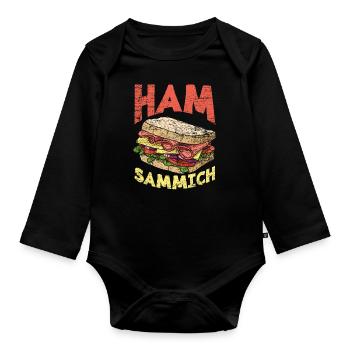 Ham Bread Funny Sandwich - Organic Longsleeve Baby Bodysuit - black - Front