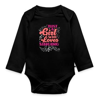 Music Notes Singing Funny Singing - Organic Longsleeve Baby Bodysuit - black - Front