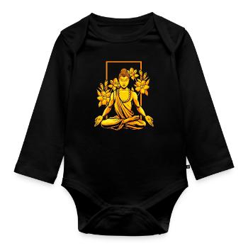 Buddha Buddhist Buddhismus - Baby Bio-Langarm-Body - Schwarz - Vorne