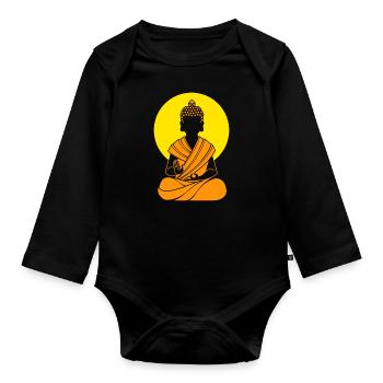 Buddha Buddhist Buddhismus - Baby Bio-Langarm-Body - Schwarz - Vorne