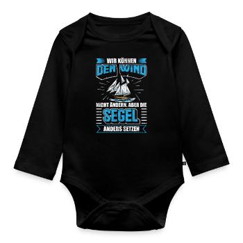 Segelboot Segel Segeln Segler - Baby Bio-Langarm-Body - Schwarz - Vorne