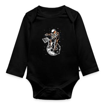 Astronaut Chess Board Funny Chess Player - Organic Longsleeve Baby Bodysuit - black - Front