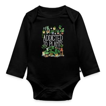 Addicted To Plants - Baby Bio-Langarm-Body - Schwarz - Vorne