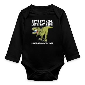 Let's Eat Kids Punctuation Saves Lives Grammar - Organic Longsleeve Baby Bodysuit - black - Front