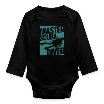 Diving Master Scuba Diver Down - Baby Bio-Langarm-Body - Schwarz - Vorne