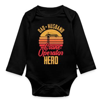 Crane Construction Crane Crane Operator Crane Operator - Organic Longsleeve Baby Bodysuit - black - Front