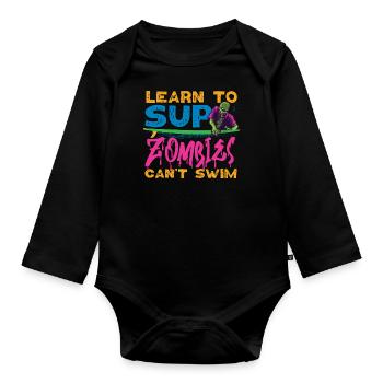 SUP Paddleboard Girl Halloween SUP - Baby Bio-Langarm-Body - Schwarz - Vorne