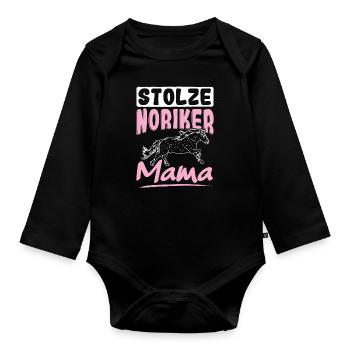 Pferd Noriker Pferde - Baby Bio-Langarm-Body - Schwarz - Vorne